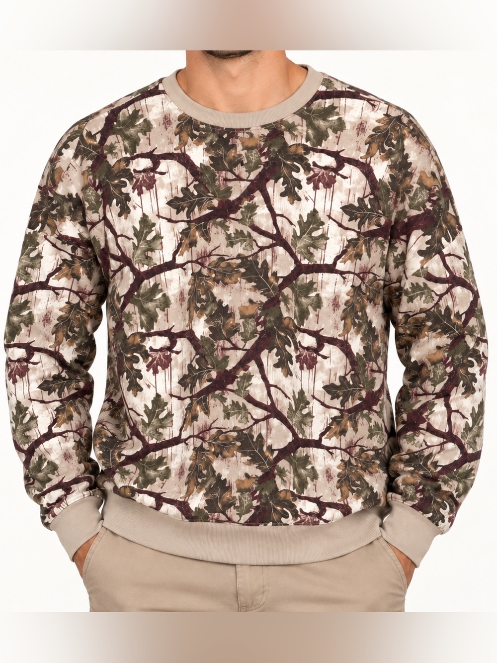 Original Use Camo Oak Leaf Branch Crewneck Sweatshirt Size XL